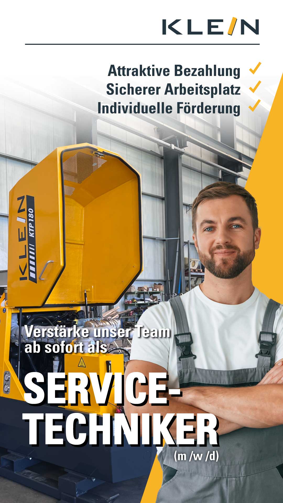 Servicetechniker der KLEIN GmbH bei Wartung und Service moderner Maschinenanlagen